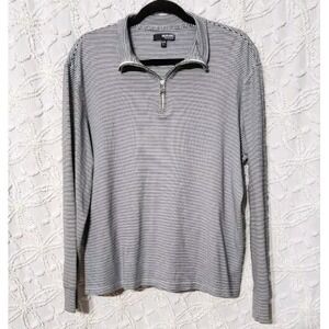 Murano Mens Liquid Luxury Pullover Size L Black White Striped Q Zip Golf‎ Active
